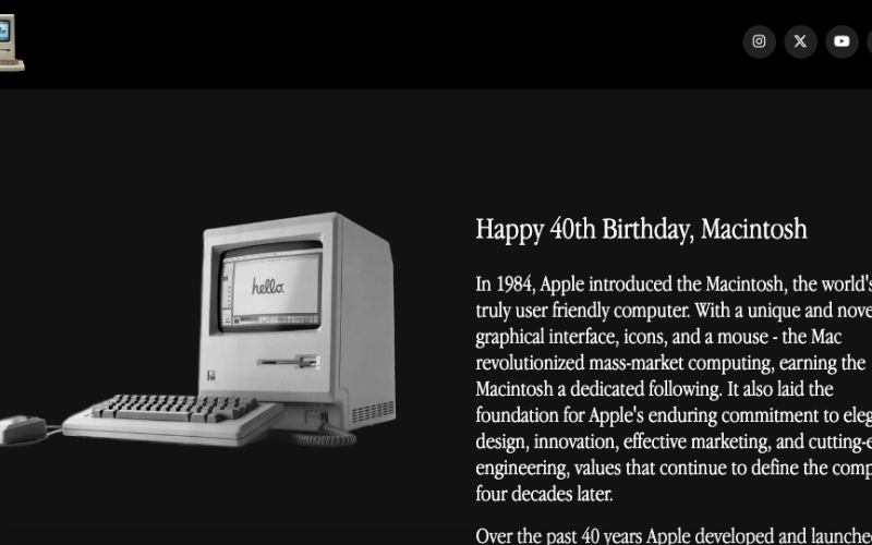 Captura de tela do website mac40th.com